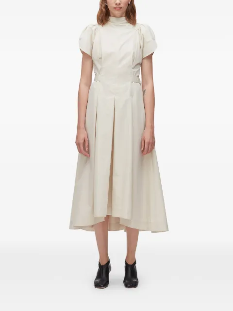 3.1 Phillip Lim puff-sleeves pleated midi dress Neutrals E2619251LCE
