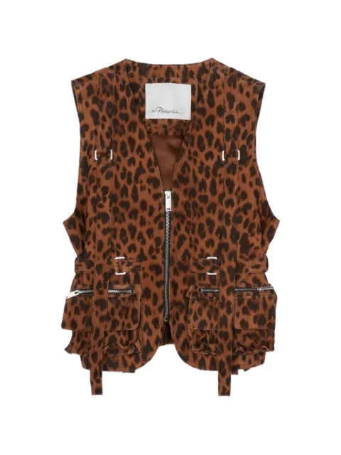 3.1 Phillip Lim leopard-print zip-up vest Brown E26180250UCL