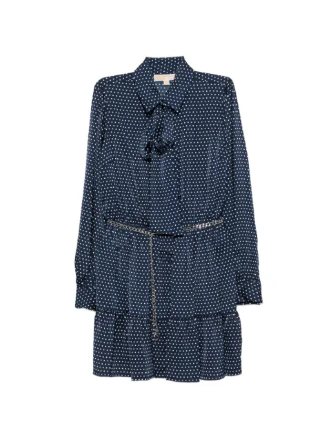 Michael Michael Kors polka-dot tie-neck mini dress Blue MR683BYK9Q