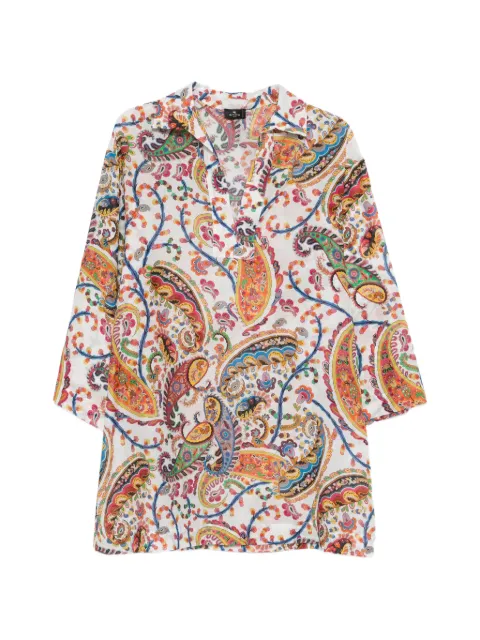 ETRO paisley V-neck mini dress White WRPA0023AKF16