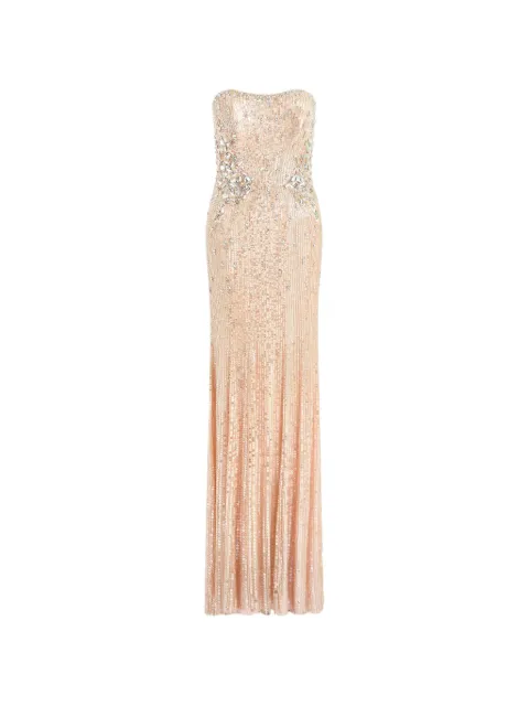 Jenny Packham Topaz sequin-embellished strapless maxi dress Neutrals JPCLS166