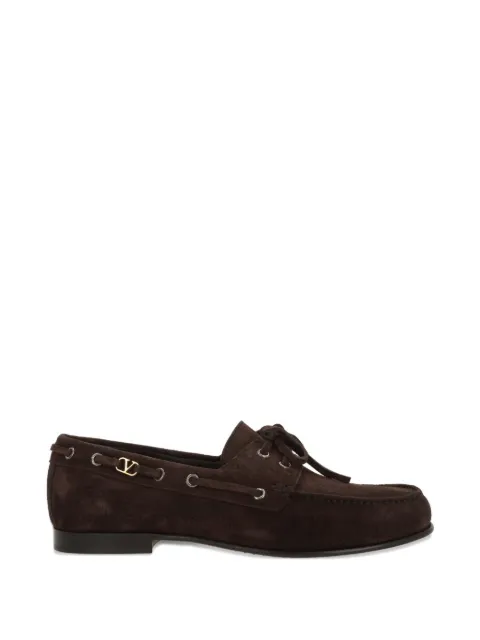 Valentino Garavani lace-up leather boat shoes Brown YS0M05DHU