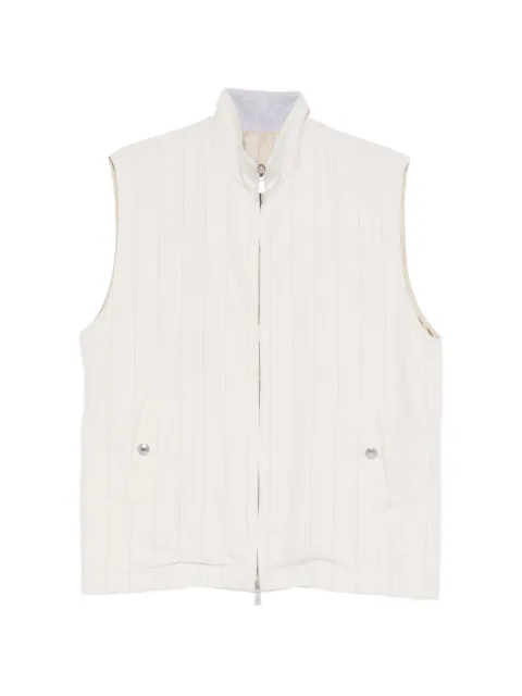 Eleventy pinstriped zip-up gilet Neutrals M75GILM15TES0M049