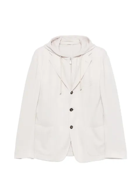 Eleventy hooded single-breasted jacket Neutrals L75GIAK06TES0K01302