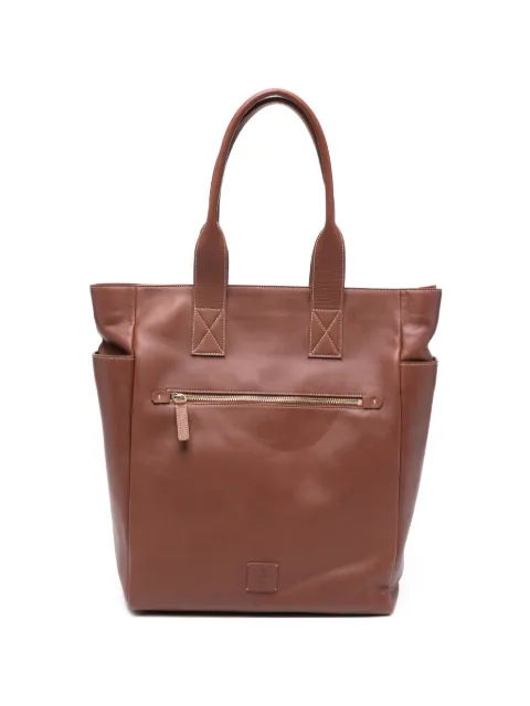 Eleventy zip-fastening leather tote bag Brown M77BORM10PEL0M031