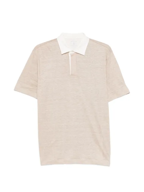 Eleventy contrast-panel polo shirt Neutrals M75POLM03TES0M242