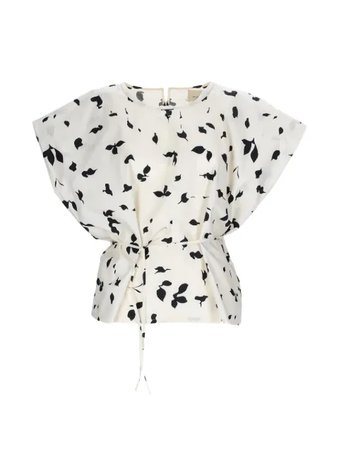 Alysi leaf-print tie blouse White 116245P6012MERIN