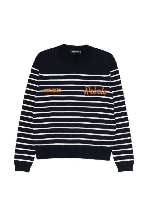 DSQUARED2 striped embroidered sweater Blue S74HA1596D13199