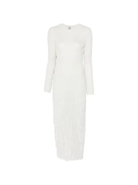 TOTEME crinkled knit long-sleeve dress White 262WRD0326YA0244047