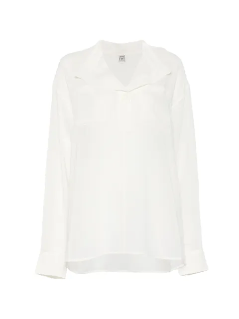TOTEME overlapping-collar blouse Neutrals 262WRT0675FB0480106