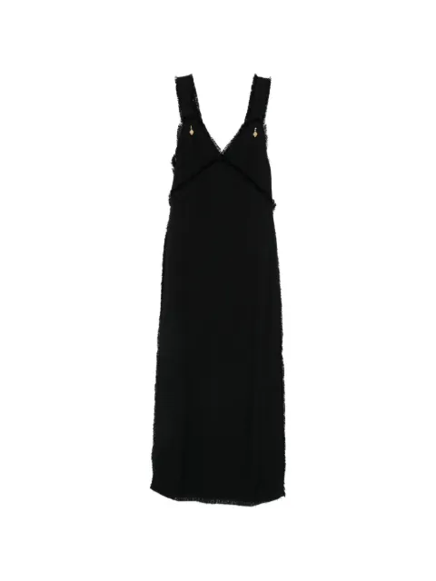TOTEME frayed V-neck midi dress Black 262WRD0291FB0577001
