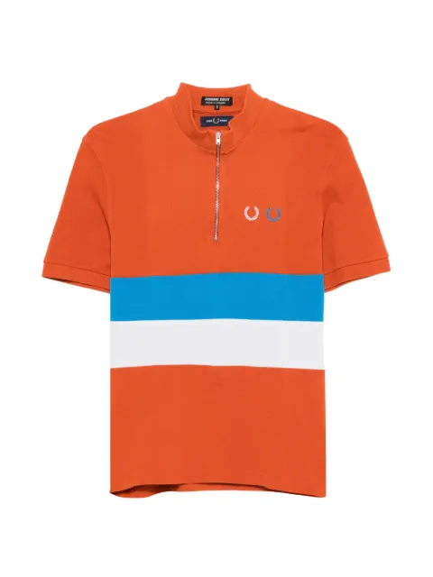 Comme Des Garçons Pre-Owned zip-up striped polo shirt Orange CDG2113