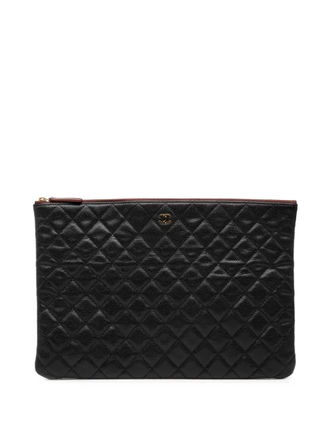 CHANEL Pre-Owned 2015-2016 Large Quilted Caviar O Case clutch bag Black D8HCXKALUJAC351Z