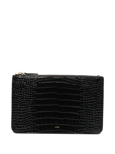 TOTEME threefold croco-embossed clutch bag Black 262WAL0122LE0076001