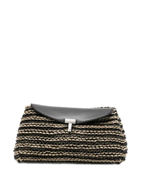 TOTEME mini T-lock woven-leather clutch bag Black 262WAL0085LE0134208