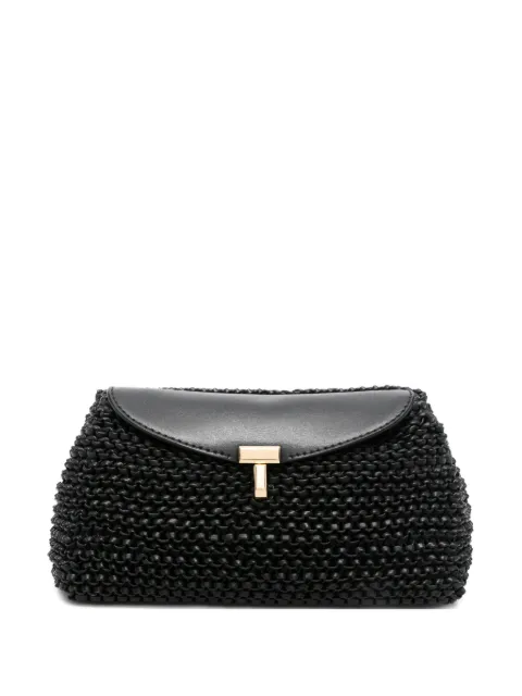 TOTEME mini T-lock woven-leather clutch bag Black 262WAL0085LE0134001