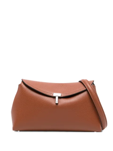 TOTEME tuck-lock fastening grained-leather clutch bag Brown 234WAL944LE0030365