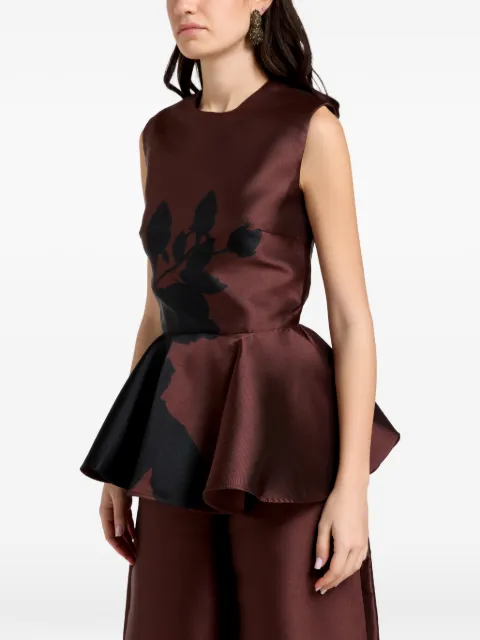 Marques'Almeida floral-print peplum top Brown RST26TP0702MKPRB