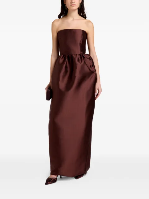 Marques'Almeida strapless gathered maxi dress Brown RST26DR0548MKBRB