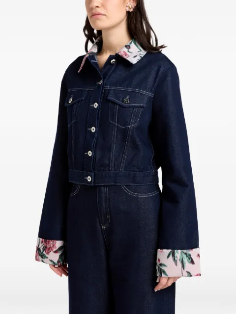 Marques'Almeida floral-trim jacket Blue RST26JK0255DNMBL