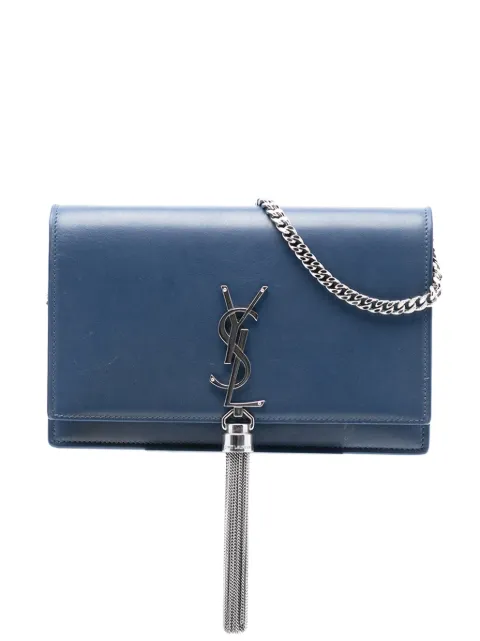 Saint Laurent Pre-Owned 2017 Smooth Calfskin Monogram Kate Tassel Wallet on Chain crossbody bag Blue ZIB2MDOI4CIE85VH
