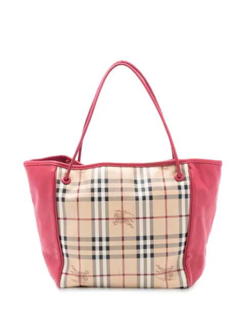 Burberry Pre-Owned 2000-2017 Small Leather Trimmed Haymarket Check Coated Canvas Canterbury tote bag Brown N6NEGHB4NTICRXFV