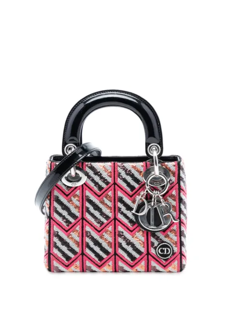 Christian Dior Pre-Owned 2015 Mini Patent Sequined Lady Dior satchel Pink HJ8BYMWOFFFWR6R7
