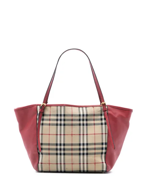 Burberry Pre-Owned 2000-2017 Small Haymarket Check Canvas and Leather Canterbury tote bag Brown W1FOAA0JSJFX4732