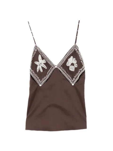 ALEMAIS Leandra floral-embroidered top Brown 6301T