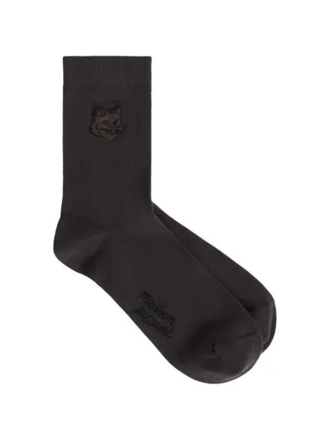 Maison Kitsuné appliqué socks Brown OM06411KT1145