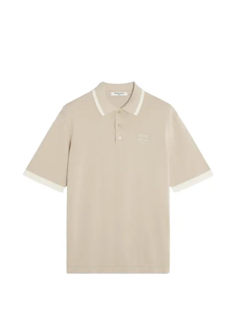 Maison Kitsuné button-up contrast-trim polo shirt Neutrals QM00208KT1135