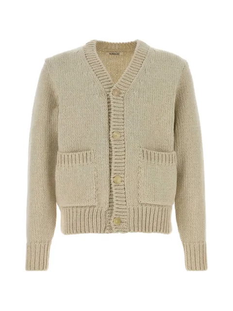 Auralee front-pocket cardigan Neutrals A25AC01FW