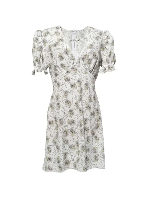 pushBUTTON puffed-sleeve patterned dress White PB2530502W