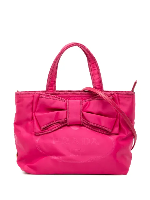 Prada Pre-Owned 2013-2025 Tessuto Canapa Logo Bow satchel Pink LSR3C6L4QIEJ1RG9