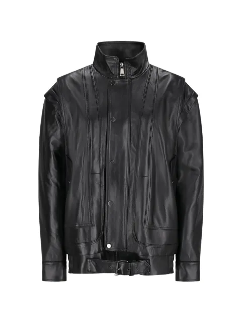 Alessandra Rich removable-sleeve leather bomber jacket Black BOMBERIMBOTTITO