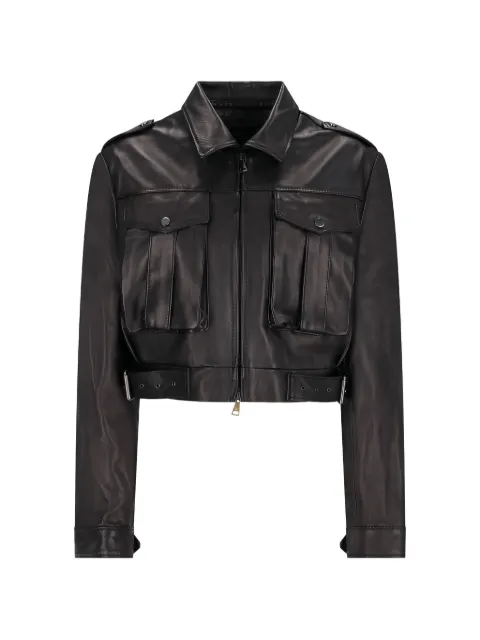 Alessandra Rich zip-up leather jacket Black BOMBERCORTO