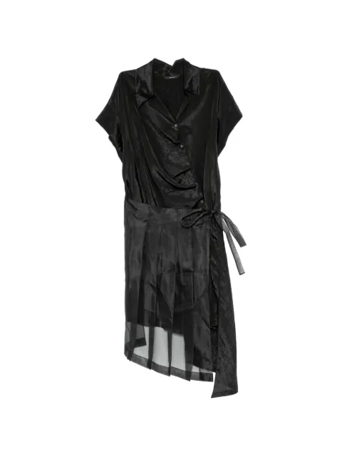 GAZ DE LIN tied-waist midi dress Black GESSD104