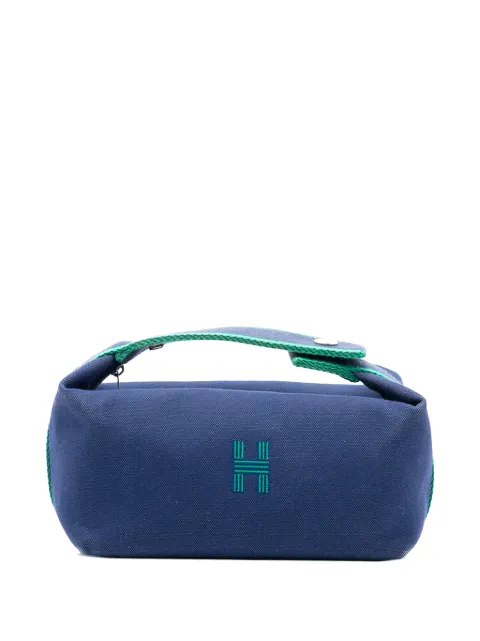 Hermès Pre-Owned 2021-2025 Small Toile Bride A Brac Case vanity bag Blue OQN56NF92S2GSF0K