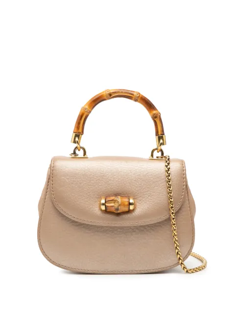 Gucci Pre-Owned 2000-2015 Mini Metallic Leather Bamboo Night satchel Brown 4YY8KLJFMWO7Z7VD