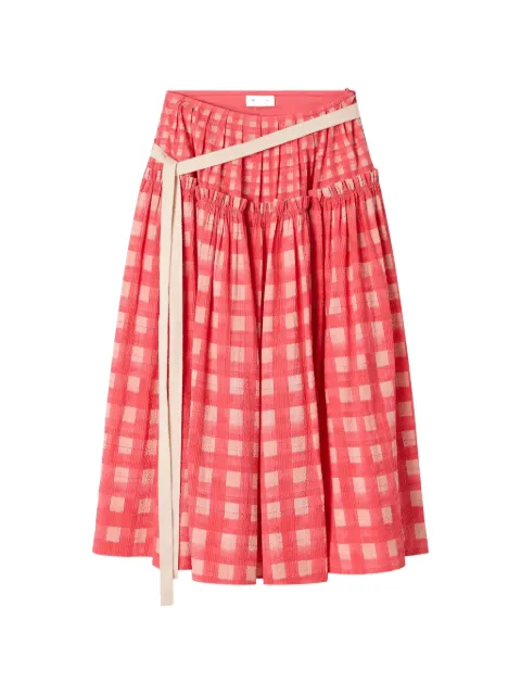 Lee Mathews Nina cotton tiered midi skirt Red M2504SK089