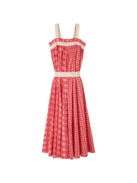 Lee Mathews Nina check maxi dress Red M2504DR221
