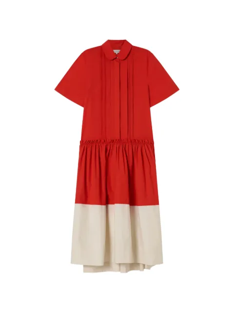 Lee Mathews Charlotte pintuck spliced midi dress Red M2504DR299