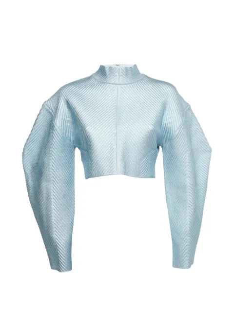 Hervé Léger Pre-Owned textured knit mock-neck top Blue 1248216