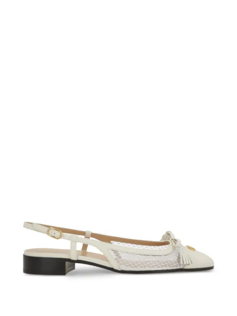 Valentino Garavani Valet Du Roi slingback ballerina in mesh and kidskin 25mm White WS0MH0PDY