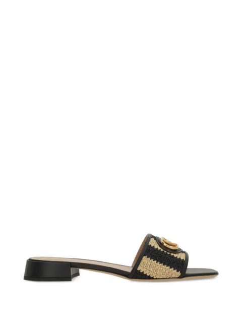 Valentino Garavani logo-plaque striped sandals Black WS0LT0IPL
