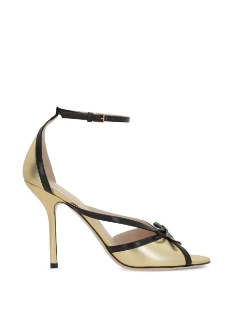 Valentino Garavani Bepointy sandal in patent leather and kidskin Gold WS0NY6BPY