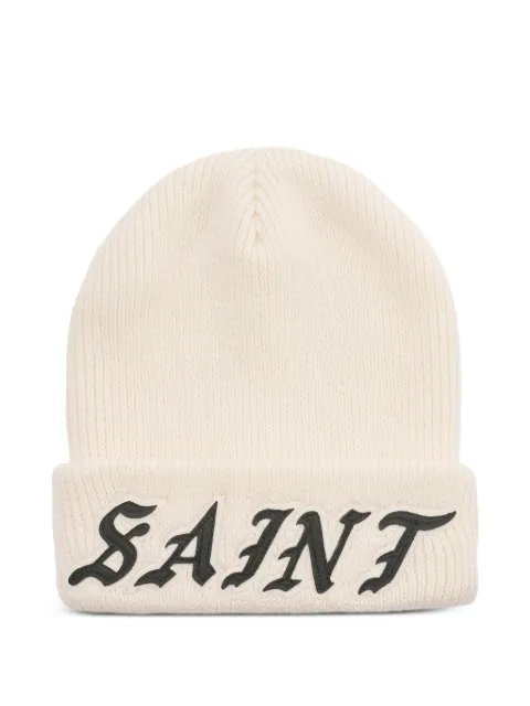 SAINT MXXXXXX logo-appliqué beanie hat White SMMK80000086