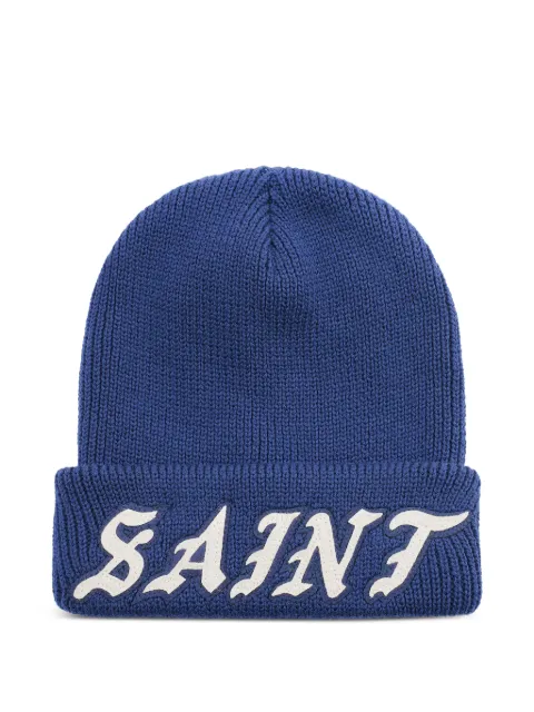 SAINT MXXXXXX logo-appliqué beanie hat Blue SMMK80000087