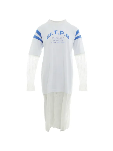 pushBUTTON lace-panelled layered T-shirt White PB2610601W