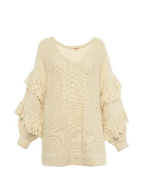 Johanna Ortiz knit fringed sweater Neutrals 1249852
